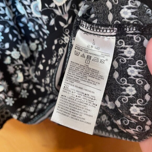 GapKids Girls Floral Long Sleeve Dress Size L Black & White - Picture 6 of 7